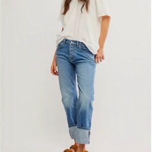 Free People We The Free Slade Slim Selvedge Cuffed Jeans  Size 29